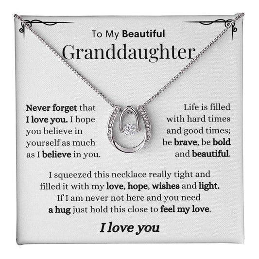 To My Granddaughter - Be Bold and Beautiful - Lucky Horseshoe Necklace Gift Set