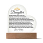 TO MY DAUGHTER LOVE MOM HEART ACRYLIC NIGHT LIGHT - CHRISTMAS GIFT