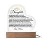 TO MY DAUGHTER LOVE MOM HEART ACRYLIC NIGHT LIGHT - CHRISTMAS GIFT