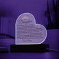 TO MY DAUGHTER LOVE MOM HEART ACRYLIC NIGHT LIGHT - CHRISTMAS GIFT