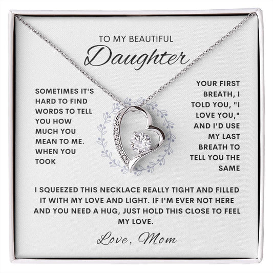 To My Beautiful Daughter, Love Mom | Forever Love Necklace
