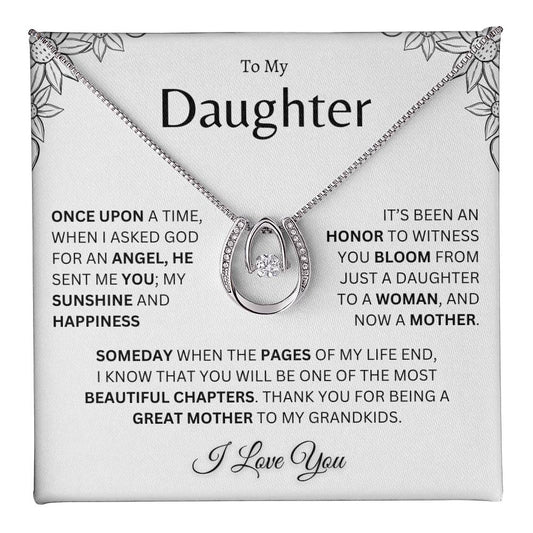 To My Daughter - Proud of the Mother You Are - Horseshoe Necklace Gift Set