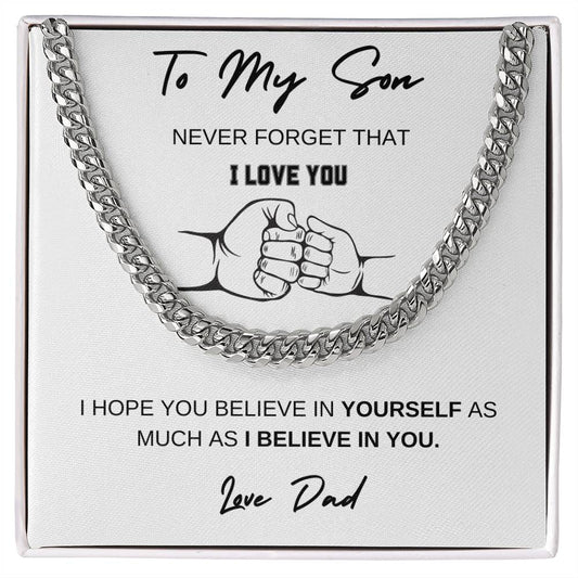 To My Son Never Forget That I Love You Necklace - Fist Bump - Love Dad - Gift for Son