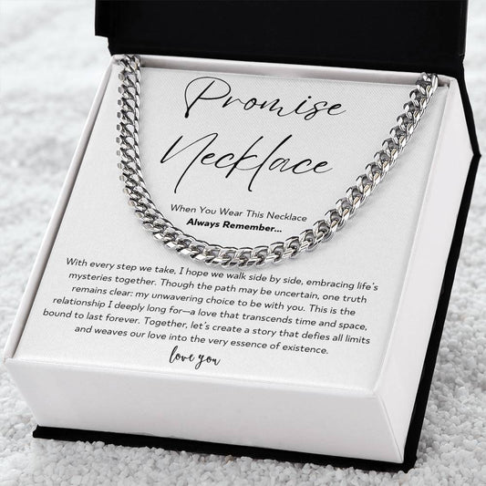 Boyfriend Promise Necklace - Cuban Link Chain - Boyfriend Gift