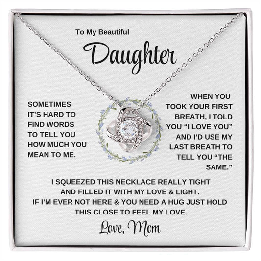 To My Beautiful Daughter - Love and Light - Love Knot Necklace Gift Set