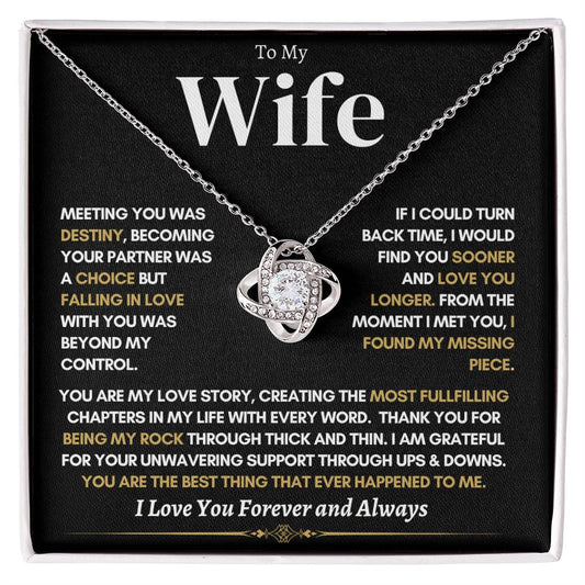 Gift for Wife "You Are My Love Story" Love Knot Necklace