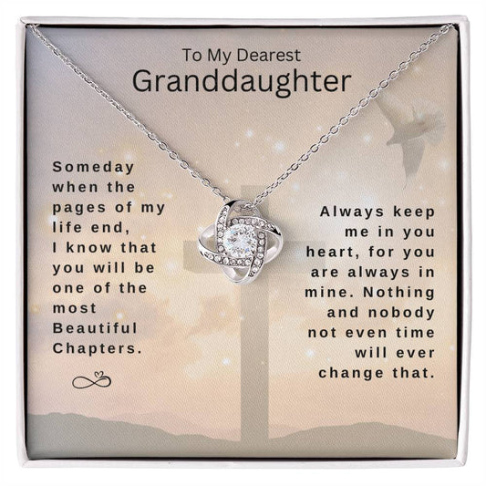 To My Granddaughter - Heart Melt Message - Love Knot Necklace