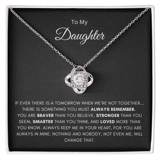 To My Daughter - Keep Me In Your Heart - Love Knot Necklace Gift Set