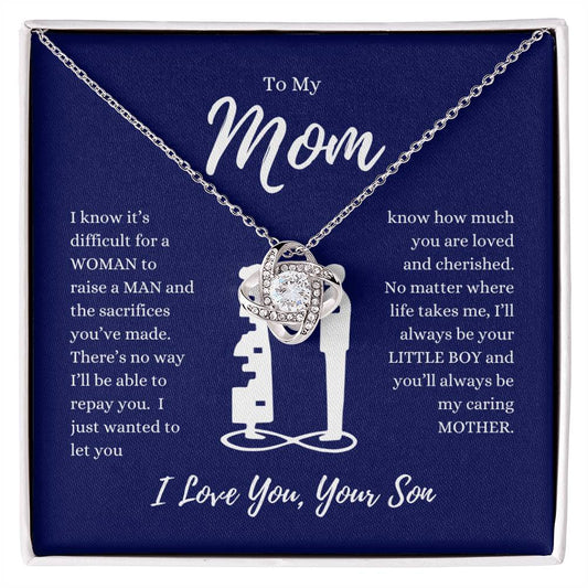 To My Mom - Always Be Your Little Boy - Love Knot Necklace