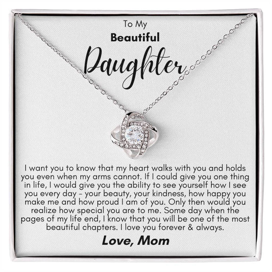 To My Daughter - One Thing - Love Knot Necklace Gift Set