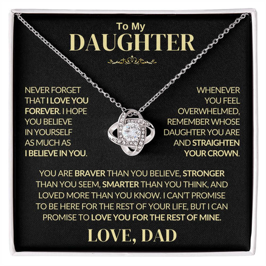To My Daughter - This Old Lion Will Always Have Your Back - Love Knot Necklace