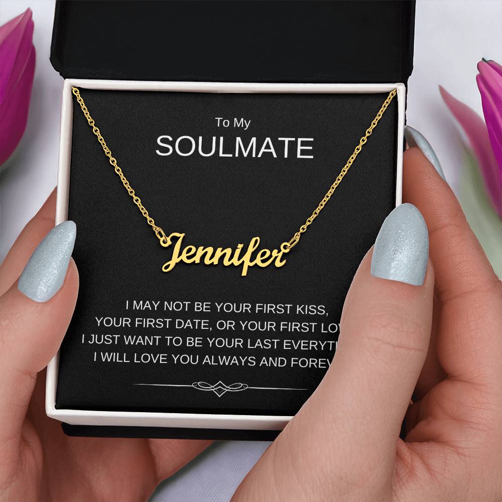To My Soulmate -  Custom Name Necklace - Gift for Her Wife Girlfriend