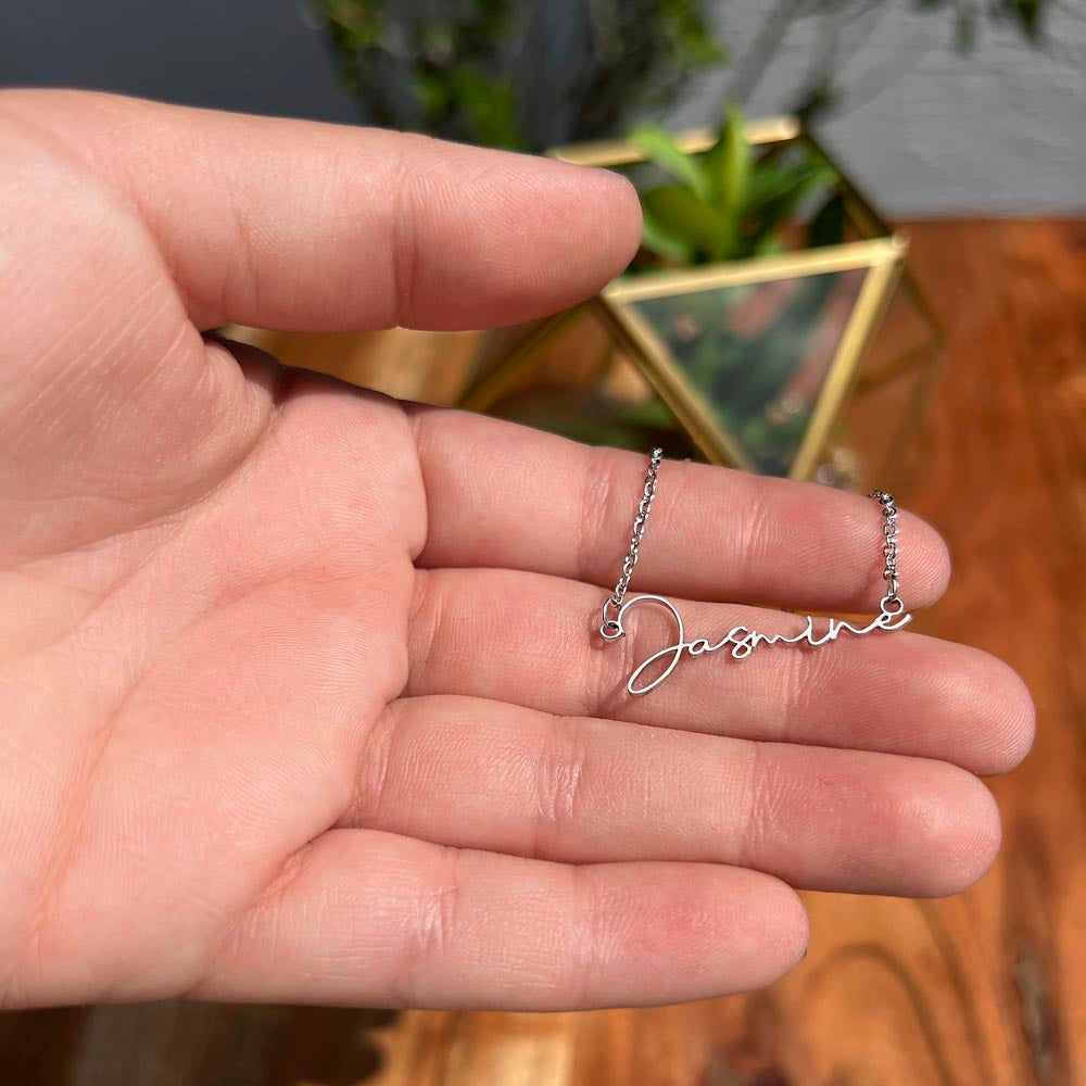 To My Badass Daughter - Straighten Your Crown - Customized Signature Style Name Necklace Gift Set