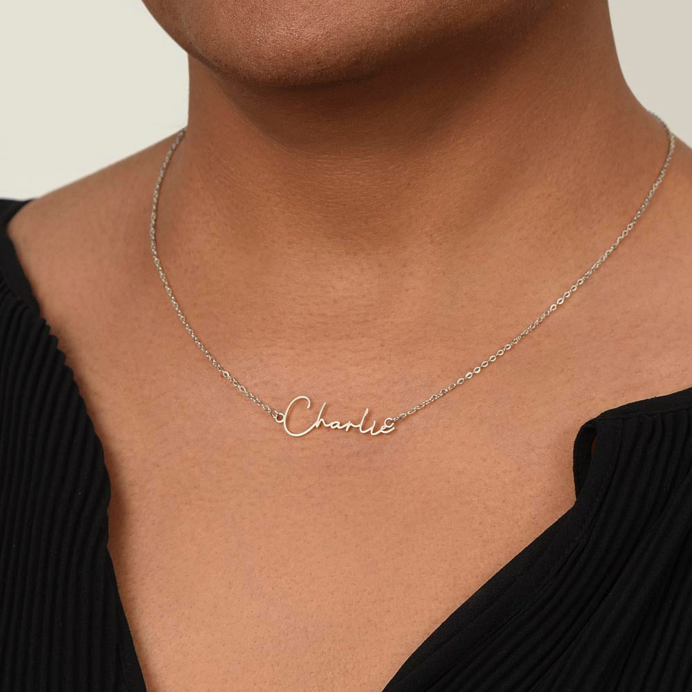 To My Badass Daughter - Straighten Your Crown - Custom Signature Style Name Necklace Gift Set