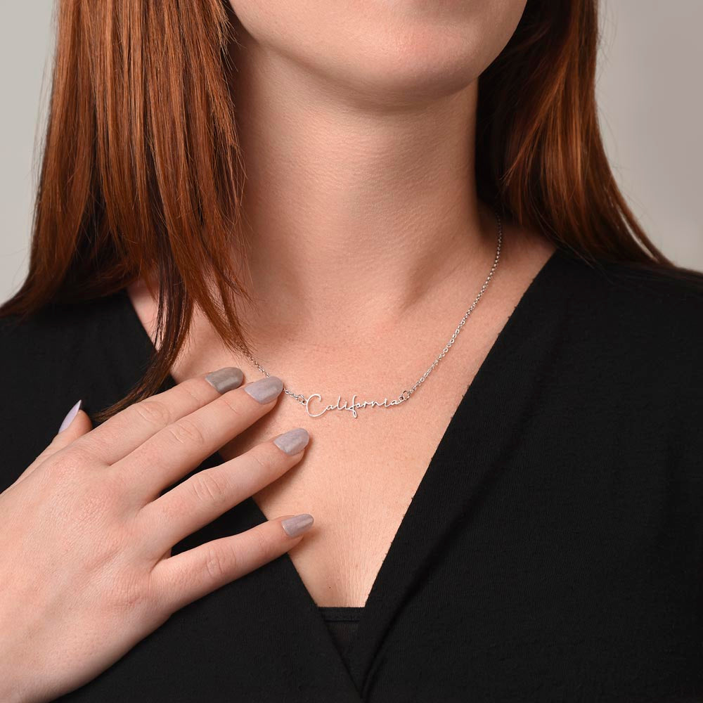 To My Badass Daughter - Straighten Your Crown - Customized Signature Style Name Necklace Gift Set