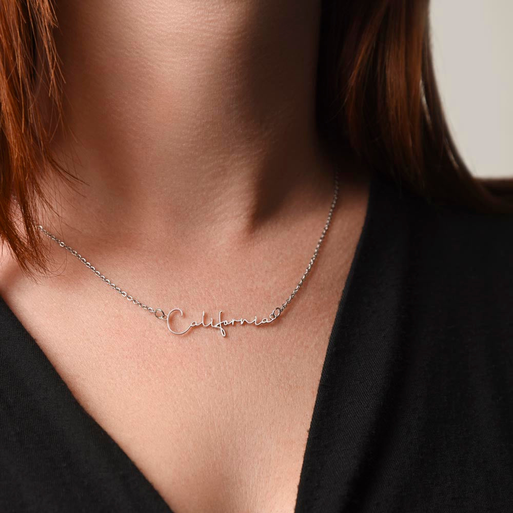 To My Badass Daughter - Straighten Your Crown - Custom Signature Style Name Necklace Gift Set