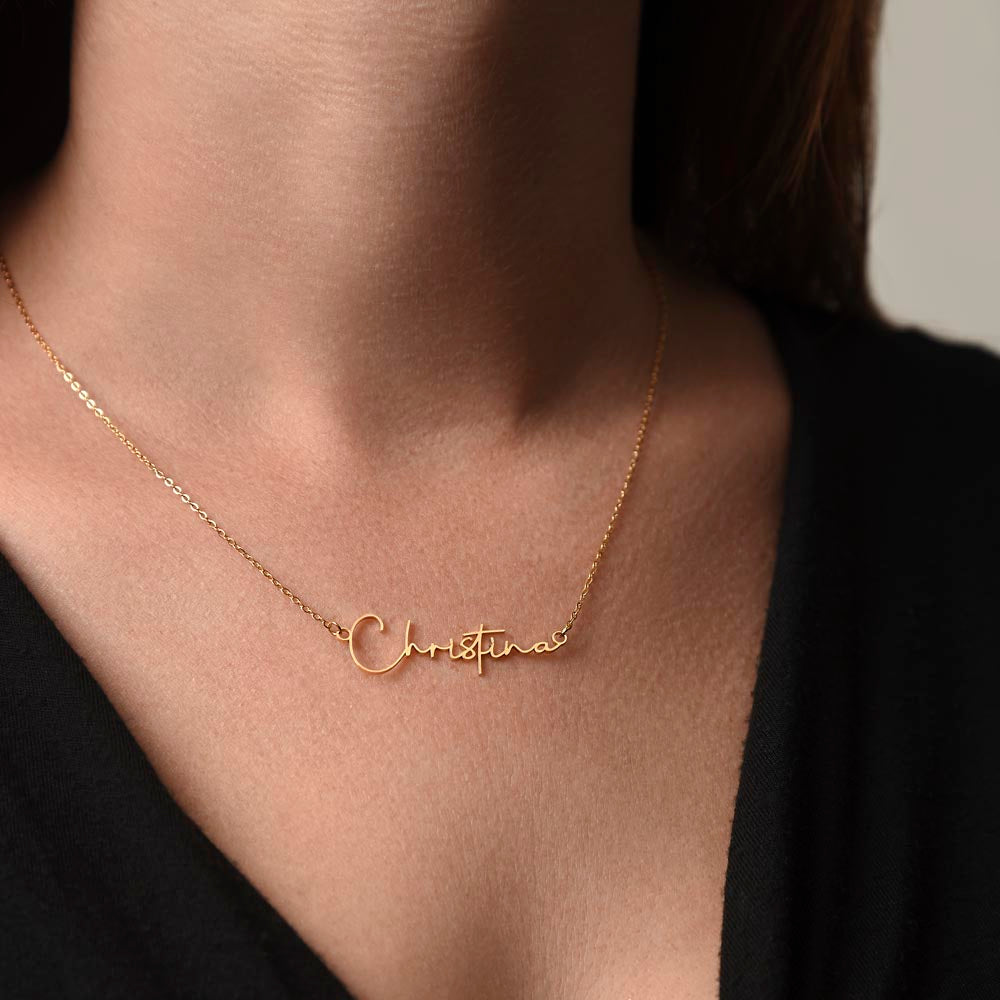 To My Badass Daughter - Straighten Your Crown - Custom Signature Style Name Necklace Gift Set
