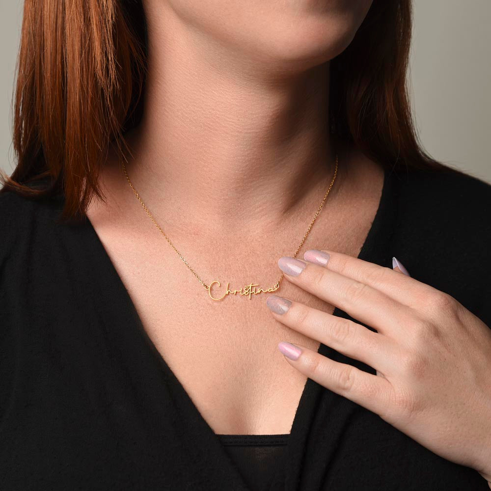 To My Badass Daughter - Straighten Your Crown - Custom Signature Style Name Necklace Gift Set