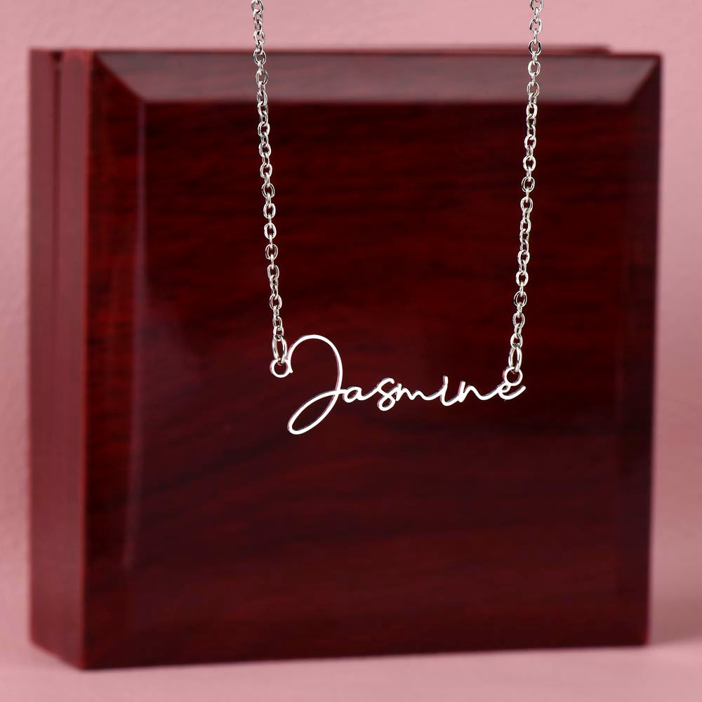 To My Badass Daughter - Straighten Your Crown - Customized Signature Style Name Necklace Gift Set