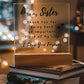 To My Sister - Printed Acrylic Square Plaque - Night LIght Gift