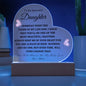 To My Beautiful Daughter Love Mom - Acrylic Heart Plaque - Night Light Gift