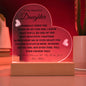 To My Beautiful Daughter Love Mom - Acrylic Heart Plaque - Night Light Gift