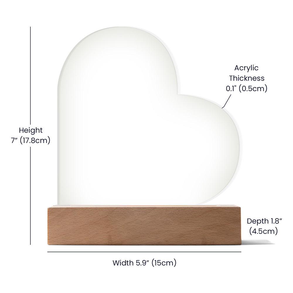 Remember Me - Memorial Printed Heart Acrylic Plaque - Night Light Gift