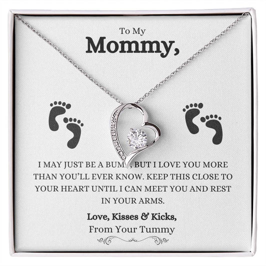 To My Mommy - Love Kisses and Kicks from Your Tummy - Forever Love Necklace Gift Set
