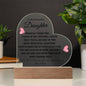 To My Beautiful Daughter Love Mom - Acrylic Heart Plaque - Night Light Gift
