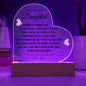 To My Beautiful Daughter Love Mom - Acrylic Heart Plaque - Night Light Gift