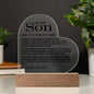 To My Son Love Dad - Carry You In My Heart  - Printed Heart Acrylic Plaque - Night Light Gift