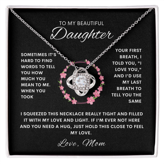 To My Beautiful Daughter, Love Mom | Love Knot Necklace