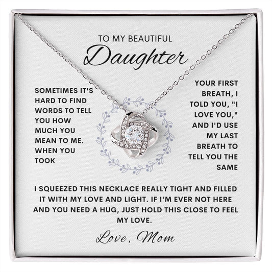 To My Beautiful Daughter, Love Mom | Love Knot Necklace